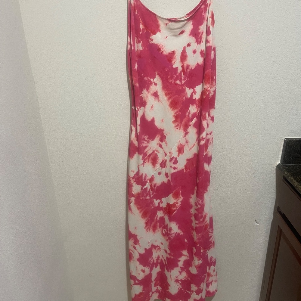 Thakoon Pink Tie-Dye Satin Slip Maxi Dress Size 2 (Retails $315) FLAW See Photos - Picture 10 of 16